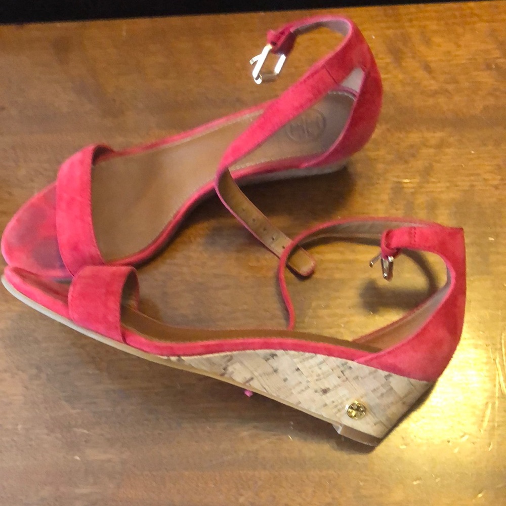 Tory Burch red wedge sandals